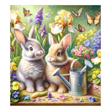 Imagem de Spring Bunnies Garden Magnetic Dishwasher Cover Sticker Decor, Capa magnética engraçada para decoração de eletrodomésticos de cozinha 58 cm L x 66 cm A
