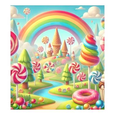 Imagem de Adesivo de painel de cozinha arco-íris Candy Land, capa decorativa de ímãs de lava-louças 58 cm L x 66 cm A