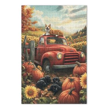 Imagem de Jogo de quebra-cabeça Pumpkin Country Farm Truck com letras na parte de trás, quebra-cabeças de 1000 peças para adultos
