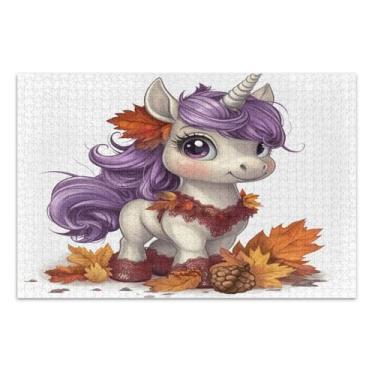 Imagem de Quebra-cabeças legais de folhas de unicórnio de outono para adultos com letras nas costas quebra-cabeças 500 peças