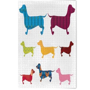 Imagem de Quebra-cabeça para adultos 500 peças estética decoração de casa arte colorida cães dachshund divertido presente quebra-cabeças amigos família jogos presentes, 500 peças, 52 cm x 37,8 cm