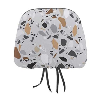 Imagem de Fragmentos de pedra de terraço sem costura superfície de rocha em fundo cinza 1 peça capa protetora universal para encosto de cabeça de carro, capa macia para encosto de cabeça de carro, acessórios de