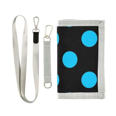 Imagem de GAIGEO Carteira Aqua Turquesa Gradiente Nylon Meninos Adolescente Carteira Bebê Menina Bolsa com Chaveiro e Bolsos, Bolinhas azuis grandes, one size