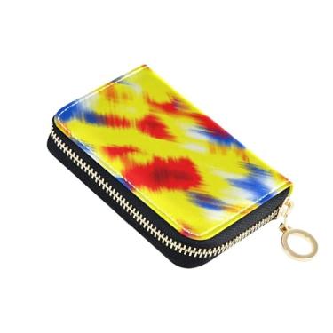 Imagem de Carteira feminina gradiente colorida abstrata, pequena, protetor de cartão de crédito, bloqueio de RFID, bolsa de troca de zíper com chaveiro