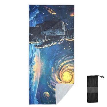 Imagem de Joitme Astronaut Space Blue Toalha de praia infantil, 78 x 188 cm, toalhas de natação, toalha de secagem rápida