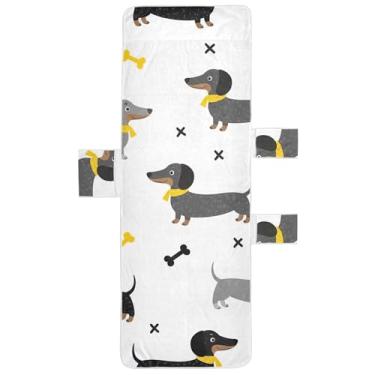 Imagem de Linda capa de cadeira de espreguiçadeira para cães Dachshund Toalha de praia de piscina com bolsos externos espreguiçadeira 216 x 76 cm