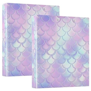 Imagem de Fichários de escamas de sereia pastel 3,8 cm, 3 anéis, 200 folhas, pastas, padronizadas, portfólio, anel redondo, fichário de escritório, 31,5 x 27 x 6 cm, 1 pacote