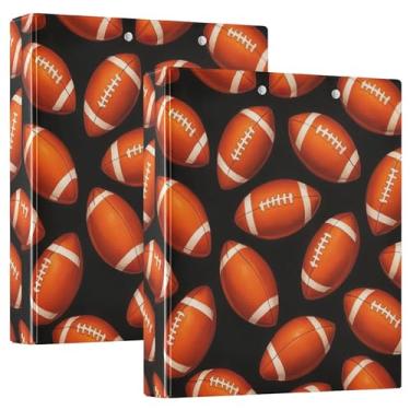 Imagem de Fichário personalizado com 3 anéis pretos de bolas de futebol americano 3,8 cm, 200 folhas, fichário para prancheta, 31,5 x 27 x 6 cm, 1 pacote