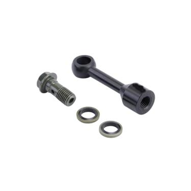 Imagem de Braçadeiras universais de extensão de linha de freio para motocicleta Bomba de freio superior Adaptador de conector de extensão de linha de óleo novo (preto, 50 mm)