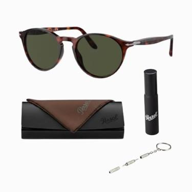 Imagem de Persol Óculos de sol redondos PO3092SM com kit oficial de óculos