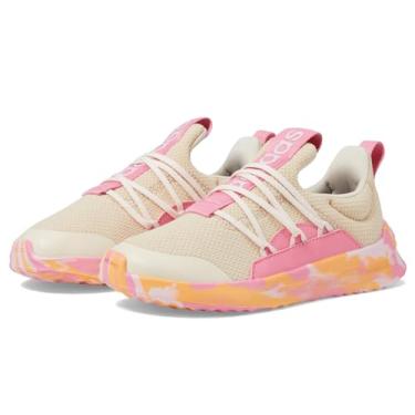 Imagem de adidas Tênis masculino Lite Racer Adapt 5.0 sem cadarço, Wonder White/Crystal Sand/Bliss Pink, 4 Big Kid
