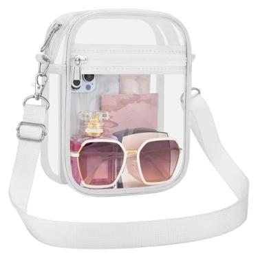 Imagem de UEASE Bolsa transparente aprovada pelo estádio para mulheres, bolsa transversal transparente para eventos em estádios, shows, festivais, Branco, Small