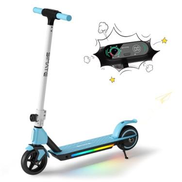 Imagem de SIMATE Scooter Elétrica Para Crianças De 6 A 14 Anos, E Kick Scooter Com Display Led E Luzes Coloridas, Altura Ajustável E Dobrável, Freio Duplo, Presentes Para Crianças, Meninas E Meninos