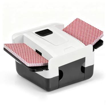 Imagem de Baralhador automático de cartas para 1-2 baralhos, máquina de embaralhar cartões recarregável USB-C, embaralhador de cartões elétrico portátil para pôquer, UNO, Blackjack, Texas Hold'em, Skip-Bo, Fase