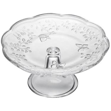 Imagem de Prato para Bolo com Pé 19x9cm Vidro Cristal Lyor Suporte Torta Redondo