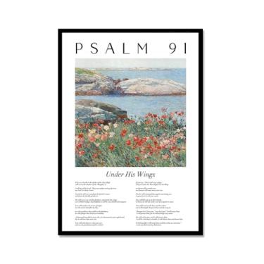 Imagem de Coleção de Salmos das Escrituras Monet Van Gogh Famosa Pintura em Aquarela Impressão Verso da Bíblia Pôster em Tela Decoração de Parede de Casa Cristã (SKU12,8x30,5 cm = (20 x 30 cm), Moldura de metal