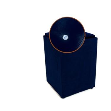 Imagem de Puff em Suede com Almofada – Puff Decorativo Confortável e Elegante para Sala, Quarto e(Azul Botão)