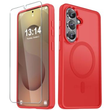 Imagem de YENAPOON Capa para Samsung Galaxy S26+ Plus, capa magnética fosca [atualizada em 2026] com 1 protetor de tela, suporte para MagSafe, proteção militar à prova de choque, parte traseira fosca