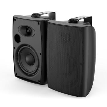 Imagem de Herdio Alto-falantes externos passivos de 400 W 16,5 cm com fio à prova d'água, alto-falantes montados na parede bidirecionais com graves potentes para pátio, casa, piscina interna, deck quintal (par