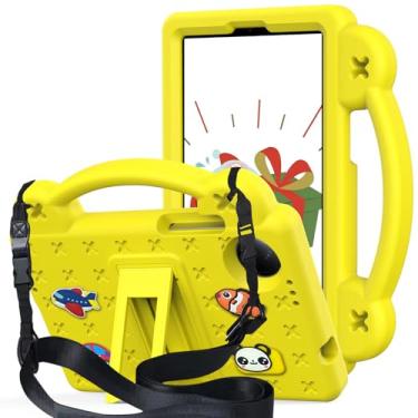 Imagem de QYiiD Capa infantil para Xiaomi Redmi Pad SE 2024, capa protetora de EVA infantil à prova de choque com alça de suporte, alça de ombro, suporte para Redmi Pad SE 22.1 cm 4G 2024 lançado, amarelo