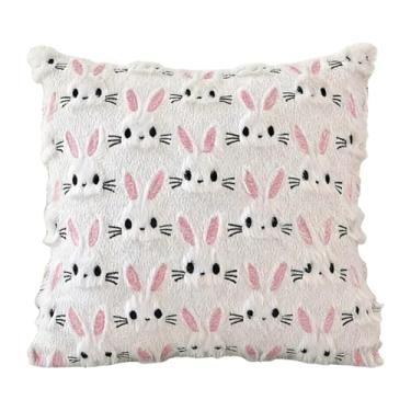 Imagem de Capas Para Almofadas De Coelho Da Páscoa - Capa De Almofada De Peluche De Coelho Da Páscoa 45 X 45 Cm,Fronha Decorativa,para Sofá Sala Quarto Berçário Casa Decoração Primavera