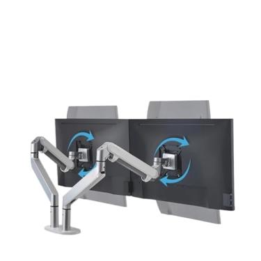 Imagem de Suporte para monitor de braço duplo OZ-2, suporte de mesa de alumínio de movimento total de 17-32 polegadas, braço de mola a gás carregando 2-8 kg/suporte (cinza prata)