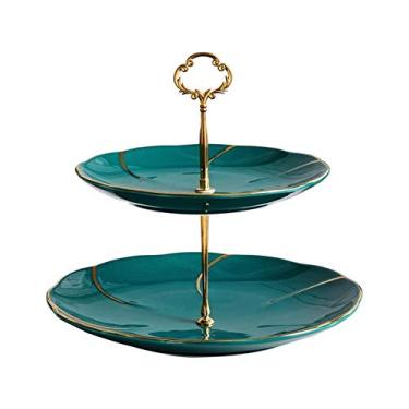 Imagem de Prato de frutas europeu para uso doméstico, bandeja de camada dupla, bandeja de sobremesa, lanche, decoração de mesa de centro