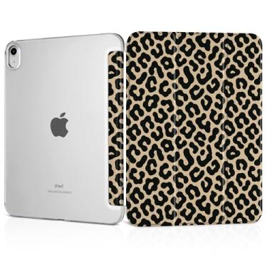 Imagem de MEEgoodo Capa para iPad A16 11ª geração 2025 11 polegadas, capas de tablet para iPad 10ª geração 2022, capa para tablet com textura de seda e capa traseira transparente para PC, leopardo clássico