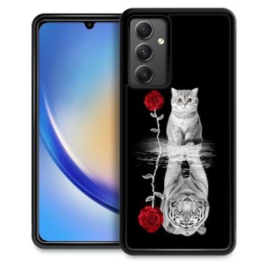 Imagem de ZHEGAILIAN Capa compatível com Samsung Galaxy A54 5G, design padrão rígido PC capa protetora antiderrapante TPU macio para Samsung Galaxy A54 5G para mulheres 16.3 cm rosa gato tigre