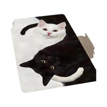 Imagem de Tapete Antiderrapante Com Estampa De Gato Preto E Branco Para Sala De 