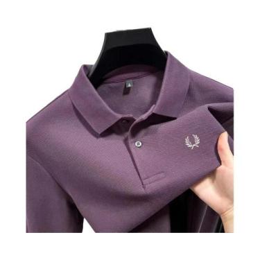 Imagem de Camisa Polo De Algodão Luxuosa Masculina De Manga Longa Moda De Outono