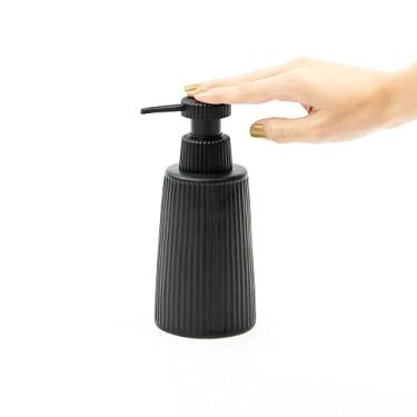 Imagem de Oikos - Porta Sabonete Líquido de Cerâmica Listras Preto