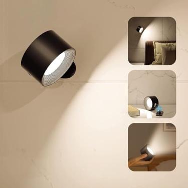 Imagem de Luminárias de Parede LED Apoiadas em Recarregáveis Operadas por Bateria Porta USB 3 Temperaturas Cor Níveis Brilho 360 Rotacionar Luzes Sem Fio Magnéticas para Leitura Lado da Cama