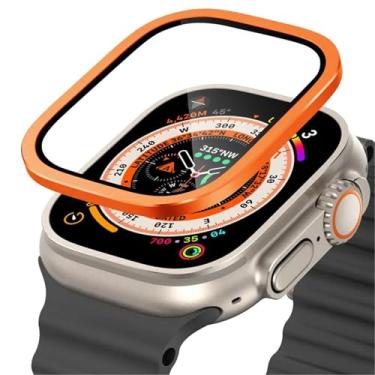 Imagem de Clouism Vidro temperado para Apple Watch Ultra 49 mm moldura de metal titânio filme anti-arranhões para série Ultra 2 protetor de tela acessórios, 49mm, Ágata