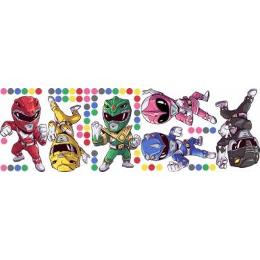 Imagem de Adesivo de Parede decoração quarto de meninos power rangers desenho lu