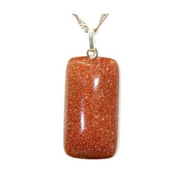 Imagem de Colar Retangulo Pedra do Sol Pino Prata 950 - CristaisdeCurvelo