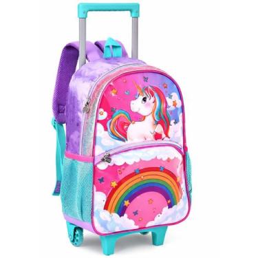 Imagem de Mochila Escolar Rodinhas Unicórnio Feminina Clio Style Kids