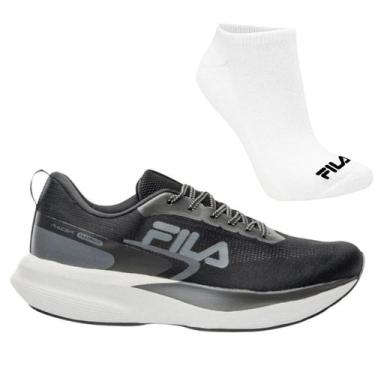 Imagem de Kit Tênis de Corrida Masculino Fila Racer Fastpace e Meia, 43, Preto, 