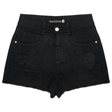 Imagem de Shorts Juvenil Look Jeans Sarja Preto - PRETO - 14-Feminino