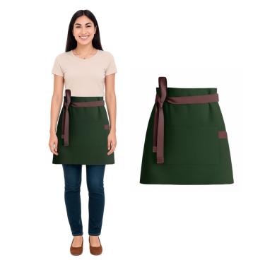 Imagem de Avental de Cintura Verde Escuro Marrom Cafe Bar Unissex 10un