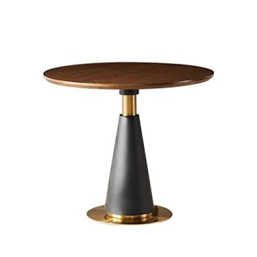 Imagem de KEG801302 Mesa de jantar circular de madeira simples para 2 a 4 pessoas, sala de estar com base de metal, café da manhã, móveis domésticos pequenos