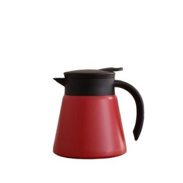 Imagem de Pote de isolamento térmico de aço inoxidável 304 duplo aspirador doméstico pequena chaleira quente para escritório mini café (vermelho, 680 ml)