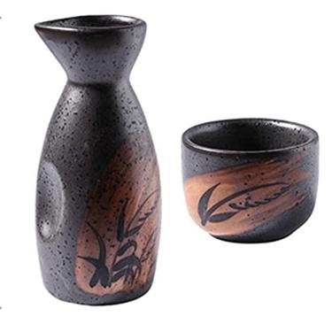 Imagem de Conjunto de 2 peças de xícara de saquê japonês, artesanato tradicional, xícaras de vinho, pote de saquê, conjunto de saquê, xícara de chá, A, prático (A)