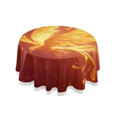 Imagem de Qilmy Toalha de mesa redonda de palmeira de treliça verde, 152 cm, resistente à água, à prova de derramamento, capa de mesa grande para jantar de reunião de família em ambientes internos e externos