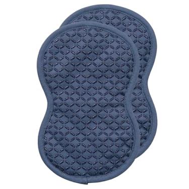 Imagem de All-Clad Suporte de panela premium: resistente ao calor até 500 graus - 100% algodão, almofada quente de 25,4 x 20,3 cm para cozinha e churrasco, pacote com 2, índigo