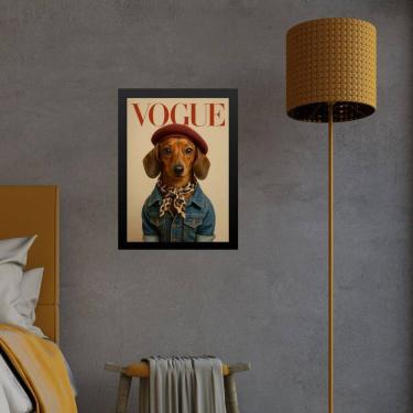 Imagem de Quadro Dachshund Fashion - Capa De Revista 33X24Cm