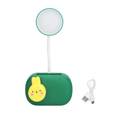 Imagem de CUOFYUNL Lâmpada de mesa Padrão de coelho de desenho animado LED Luz de mesa com apontador de lápis Cabo USB para sala de estudo Quarto Presente de escritório