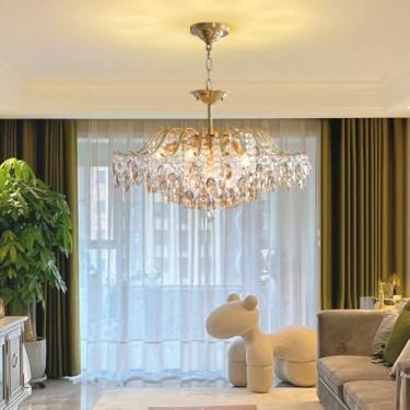 Imagem de Lustre de cristal moderno, luminária pendente de cristal K9 transparente, luminária de teto elegante, luminária de embutir para sala de estar, sala de jantar e quarto (65 cm)