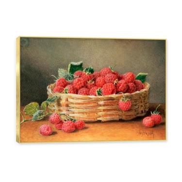 Imagem de Moldura dourada. Arte vintage emoldurada de frutas mortas, pintura clássica de cozinha country, decoração de parede de casa de fazenda quente para sala de jantar e cozinha. C05. 30x42cm-11,8x16,5 pol.
