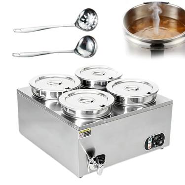 Imagem de Aquecedor EléTrico Comercial De Alimentos De 1500w,Banho-Maria Em AçO InoxidáVel Para Buffet,Com Controle De Temperatura,Concha E Colher Perfurada Para Festas E Eventos De Catering
